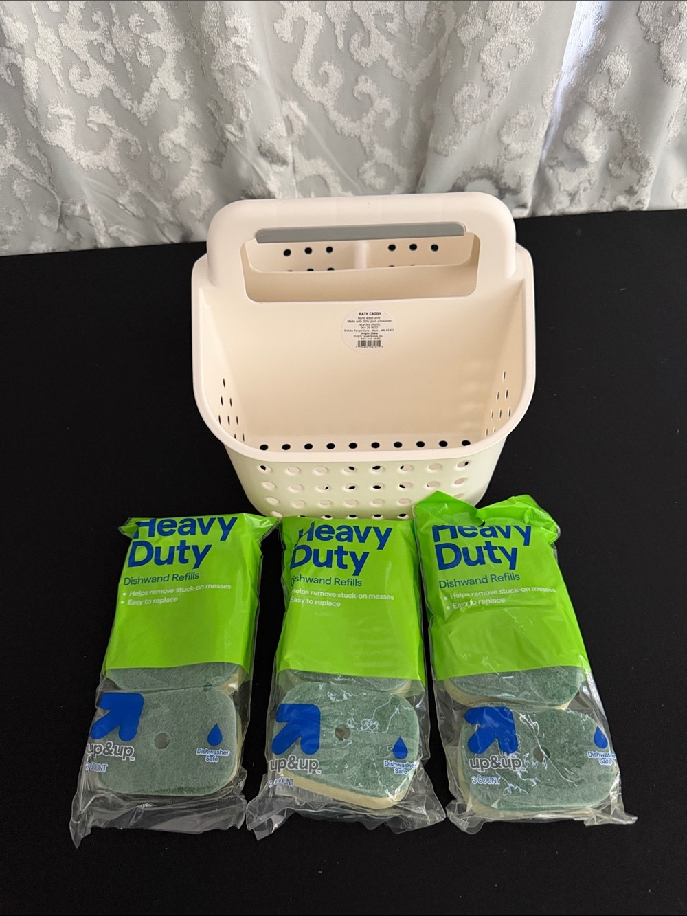 Target Cream Bath Caddy & sponge bundle NWT